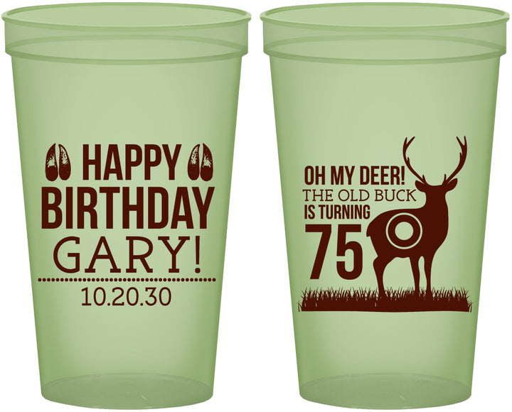 Custom Birthday 22 oz Glow In The Dark Cups - 75th Hunting | 20063