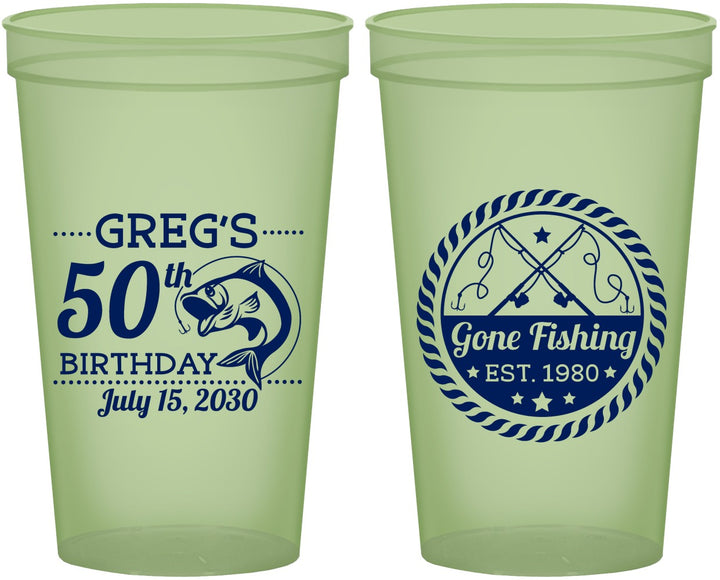 Custom Birthday 22 oz Glow In The Dark Cups - 50th Nautical | 20065