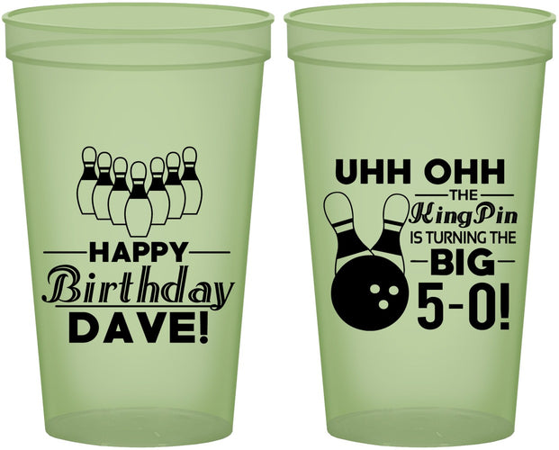 Custom Birthday 22 oz Glow In The Dark Cups - 50th Bowing | 20071