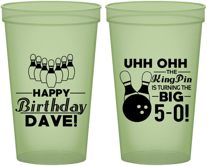 Custom Birthday 22 oz Glow In The Dark Cups - 50th Bowing | 20071