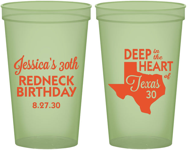 Custom Birthday 22 oz Glow In The Dark Cups - 30th Redneck Texas | 20072