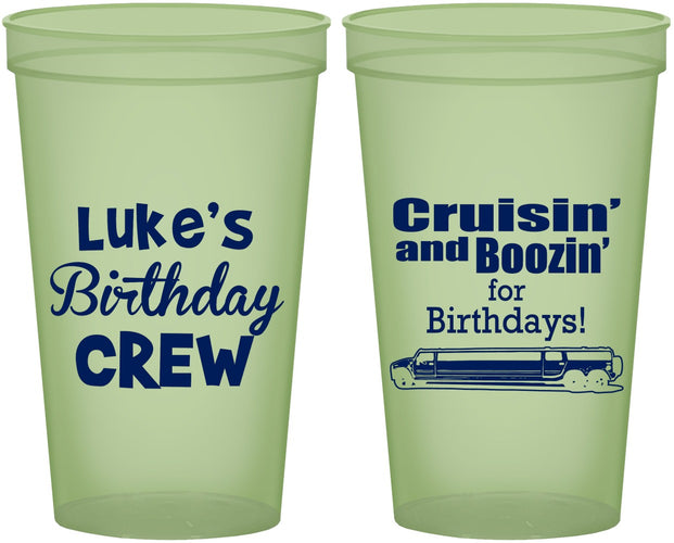 Custom Birthday 22 oz Glow In The Dark Cups - Crusin Boozin | 20073