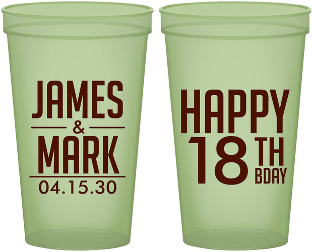 Custom Birthday 22 oz Glow In The Dark Cups - 18th | 20074