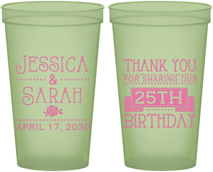 Custom Birthday 22 oz Glow In The Dark Cups - 25th | 20075