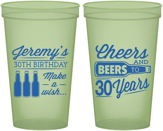 Custom Birthday 22 oz Glow In The Dark Cups - Cheers Beers To 30 Years | 20076