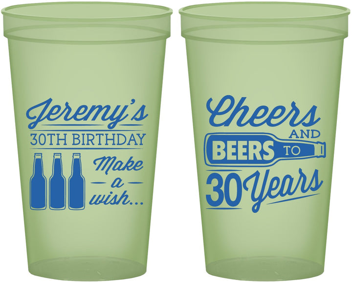 Custom Birthday 22 oz Glow In The Dark Cups - Cheers Beers To 30 Years | 20076