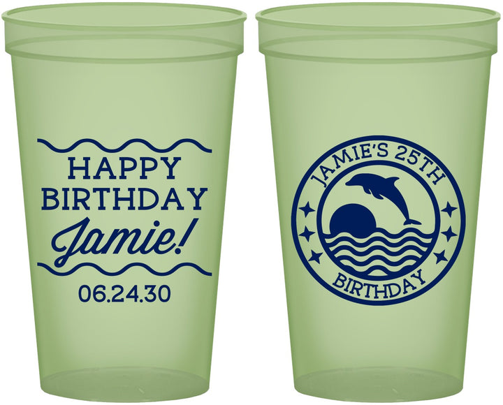 Custom Birthday 22 oz Glow In The Dark Cups - 25th Dolphins | 20077