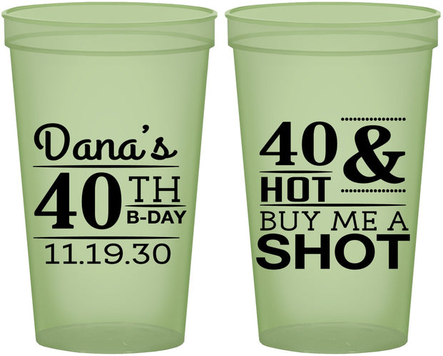 Custom Birthday 22 oz Glow In The Dark Cups - 40th | 20086