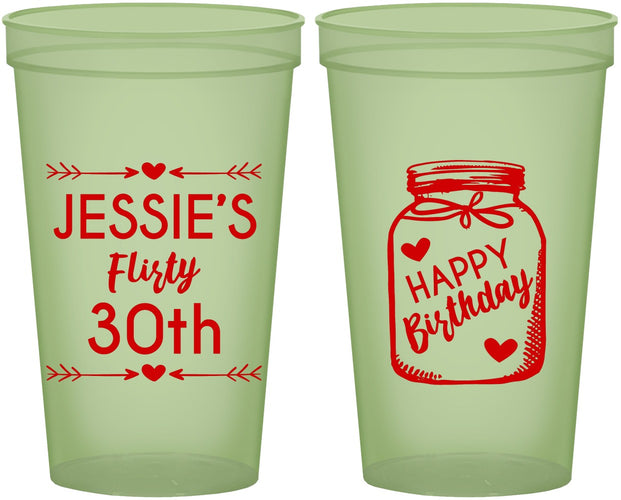 Custom Birthday 22 oz Glow In The Dark Cups - 30th Flirty At Thirty | 20087
