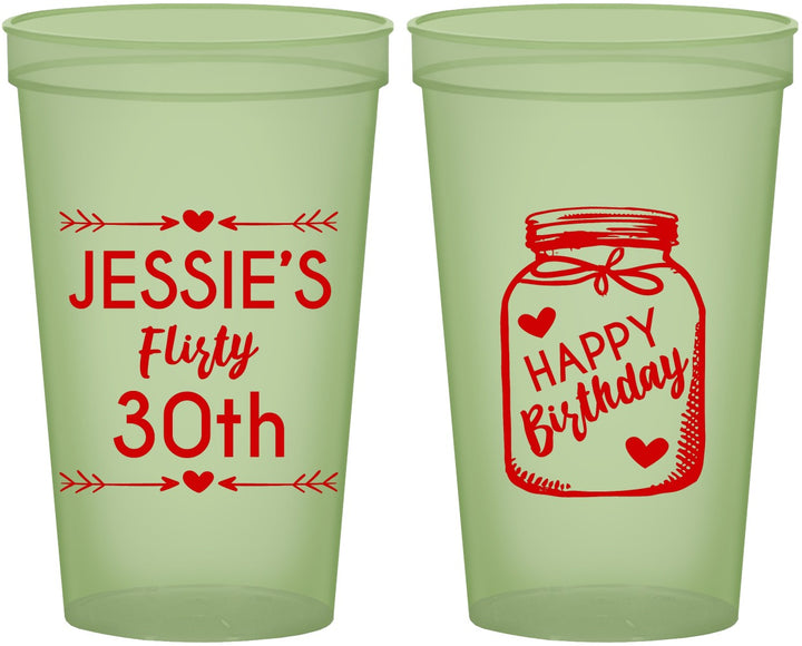 Custom Birthday 22 oz Glow In The Dark Cups - 30th Flirty At Thirty | 20087
