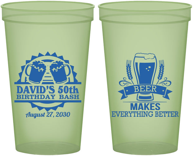 Custom Birthday 22 oz Glow In The Dark Cups - 50th | 20089