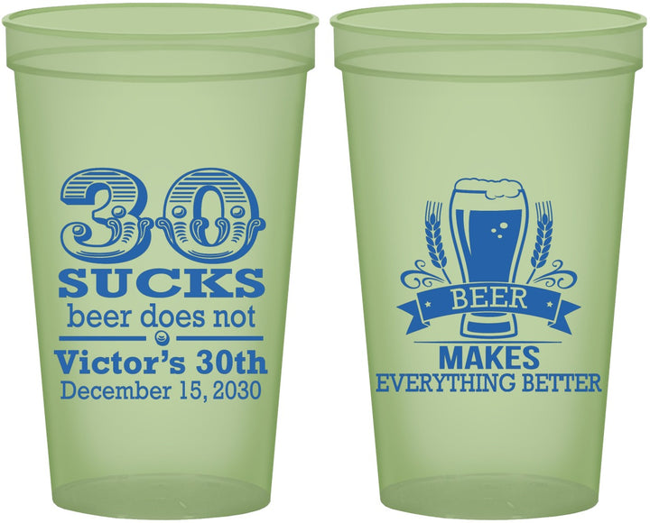 Custom Birthday 22 oz Glow In The Dark Cups - 30th Sucks | 20097