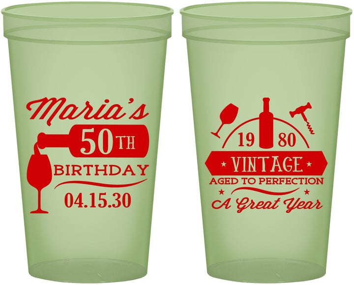 Custom Birthday 22 oz Glow In The Dark Cups - 50th Wine | 20098