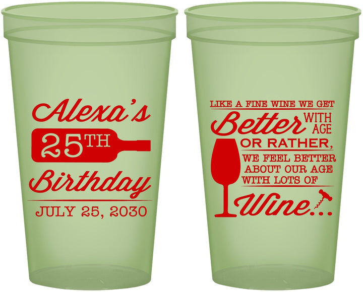 Custom Birthday 22 oz Glow In The Dark Cups - 25th Wine | 20099