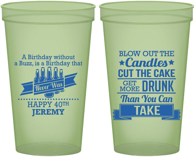 Custom Birthday 22 oz Glow In The Dark Cups - 40th | 20101