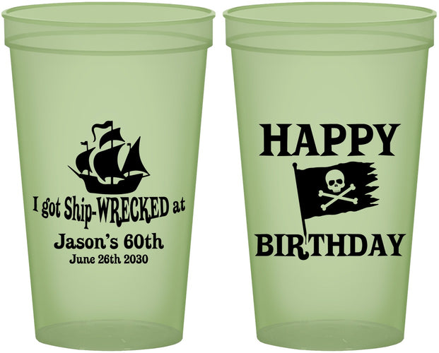 Custom Birthday 22 oz Glow In The Dark Cups - 60th Pirate | 20106