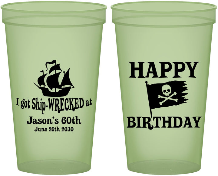 Custom Birthday 22 oz Glow In The Dark Cups - 60th Pirate | 20106