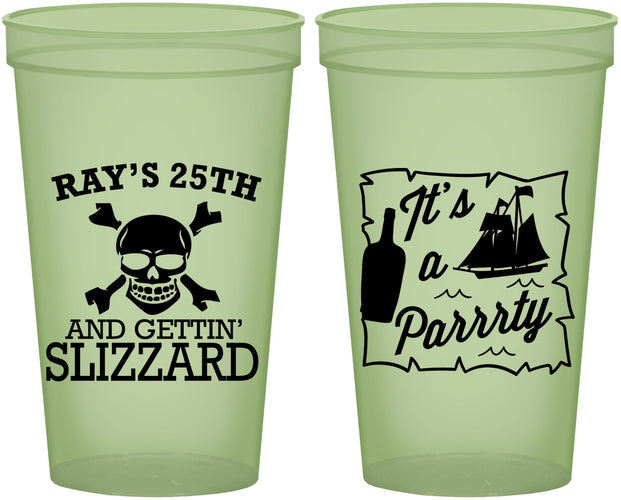 Custom Birthday 22 oz Glow In The Dark Cups - 25th Pirate | 20107