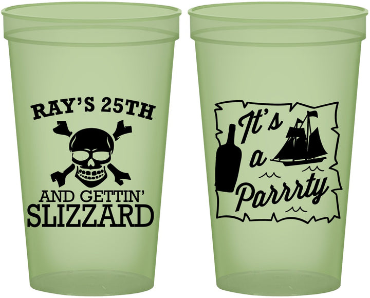Custom Birthday 22 oz Glow In The Dark Cups - 25th Pirate | 20107