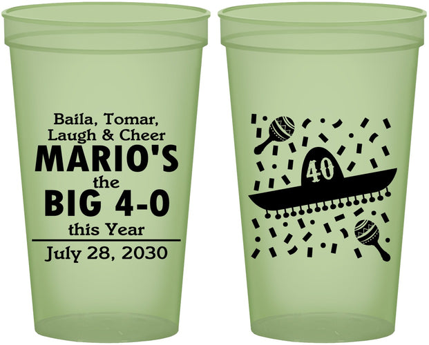 Custom Birthday 22 oz Glow In The Dark Cups - 40th Mexico | 20109