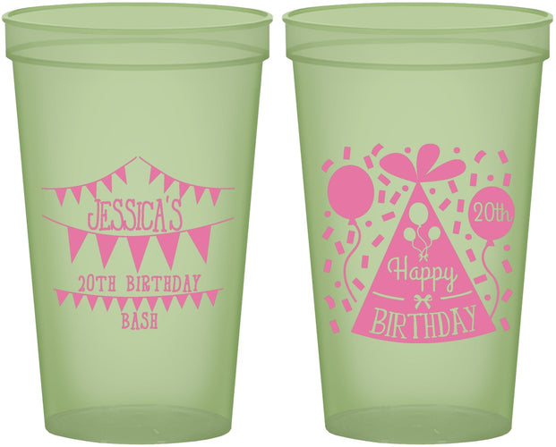 Custom Birthday 22 oz Glow In The Dark Cups - 20th | 20113
