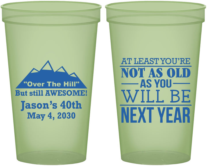 Custom Birthday 22 oz Glow In The Dark Cups - 40th Over The Hill | 20121