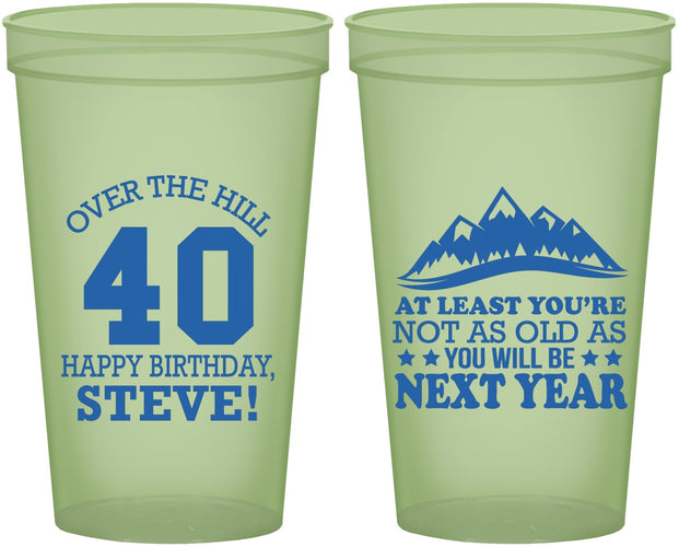 Custom Birthday 22 oz Glow In The Dark Cups - 40th Over The Hill | 20123