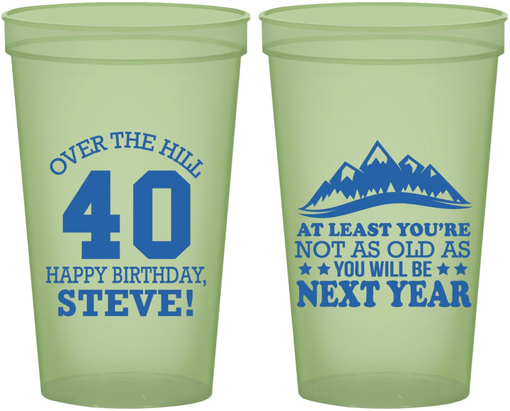 Custom Birthday 22 oz Glow In The Dark Cups - 40th Over The Hill | 20123