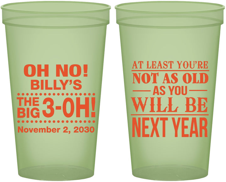 Custom Birthday 22 oz Glow In The Dark Cups - 30th Big 3 Oh | 20125