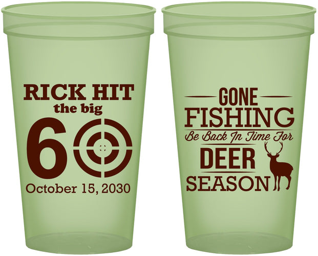Custom Birthday 22 oz Glow In The Dark Cups - 60th Gone Fishing | 20126