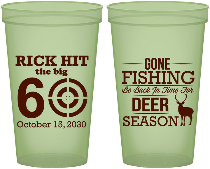 Custom Birthday 22 oz Glow In The Dark Cups - 60th Gone Fishing | 20126