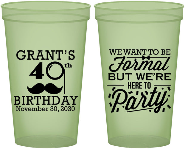 Custom Birthday 22 oz Glow In The Dark Cups - 40th | 20130