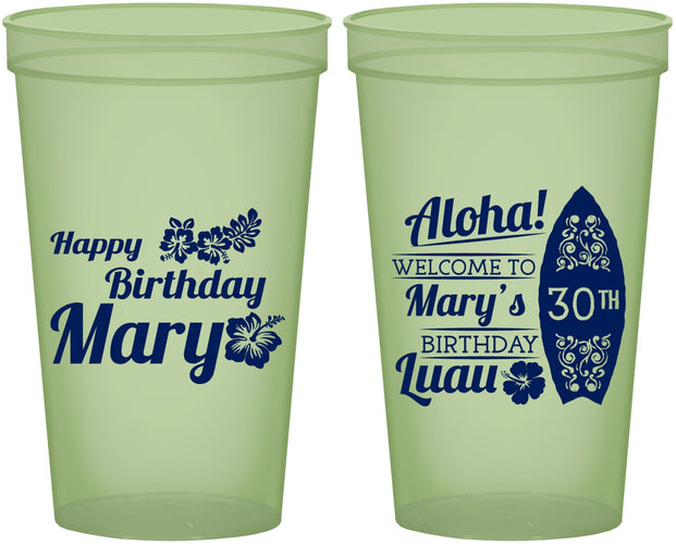 Custom Birthday 22 oz Glow In The Dark Cups - 30th Hawaii | 20136