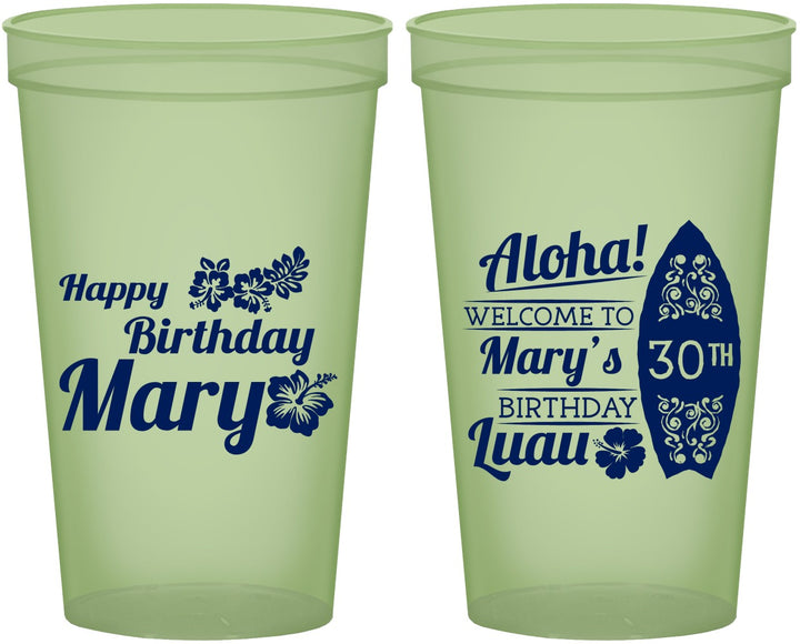 Custom Birthday 22 oz Glow In The Dark Cups - 30th Hawaii | 20136