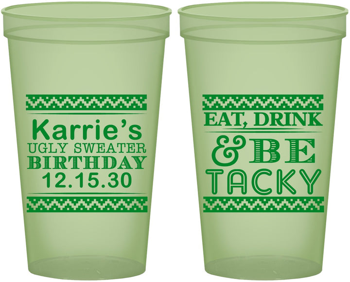 Custom Birthday 22 oz Glow In The Dark Cups - Christmas Eat Drink Tacky | 20137