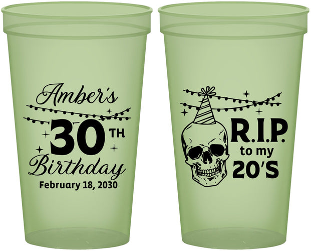 Custom Birthday 22 oz Glow In The Dark Cups - 30th Rip 20 | 20140