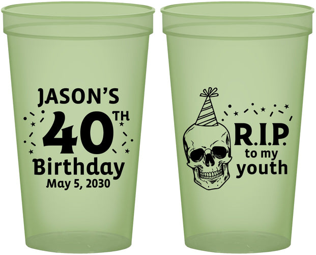 Custom Birthday 22 oz Glow In The Dark Cups - 40th Rip Youth | 20141
