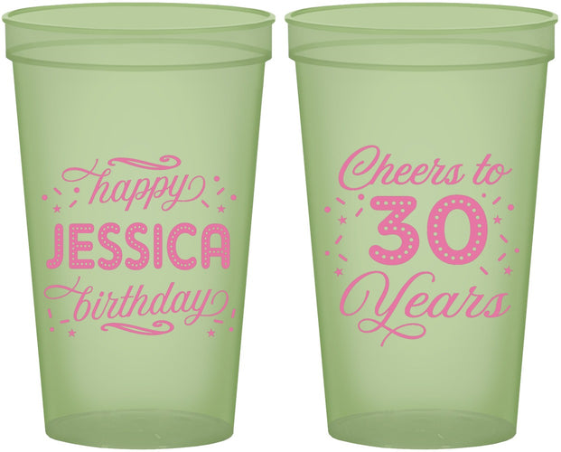 Custom Birthday 22 oz Glow In The Dark Cups - Cheers To 30 Years | 20142