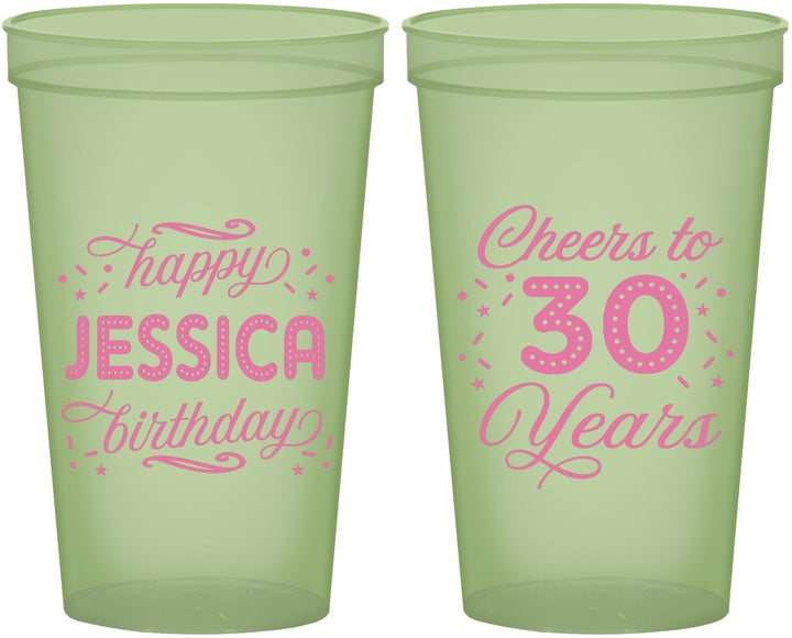 Custom Birthday 22 oz Glow In The Dark Cups - Cheers To 30 Years | 20142