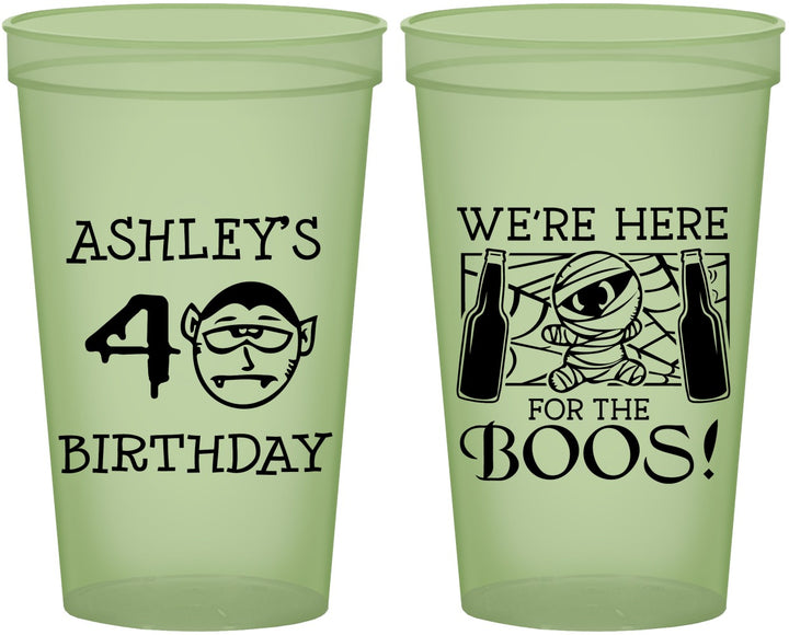 Custom Birthday 22 oz Glow In The Dark Cups - 40th Halloween | 20145