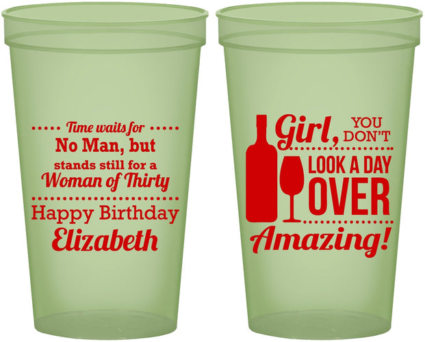 Custom Birthday 22 oz Glow In The Dark Cups - Look A Day Over Amazing | 20150