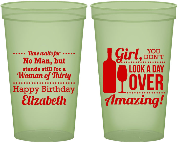 Custom Birthday 22 oz Glow In The Dark Cups - Look A Day Over Amazing | 20150