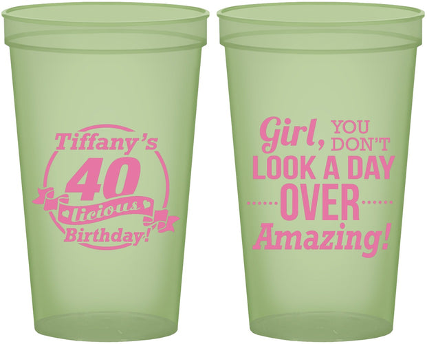 Custom Birthday 22 oz Glow In The Dark Cups - 40th | 20153