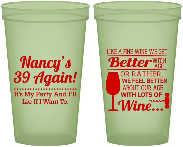 Custom Birthday 22 oz Glow In The Dark Cups - 40th Wine | 20154