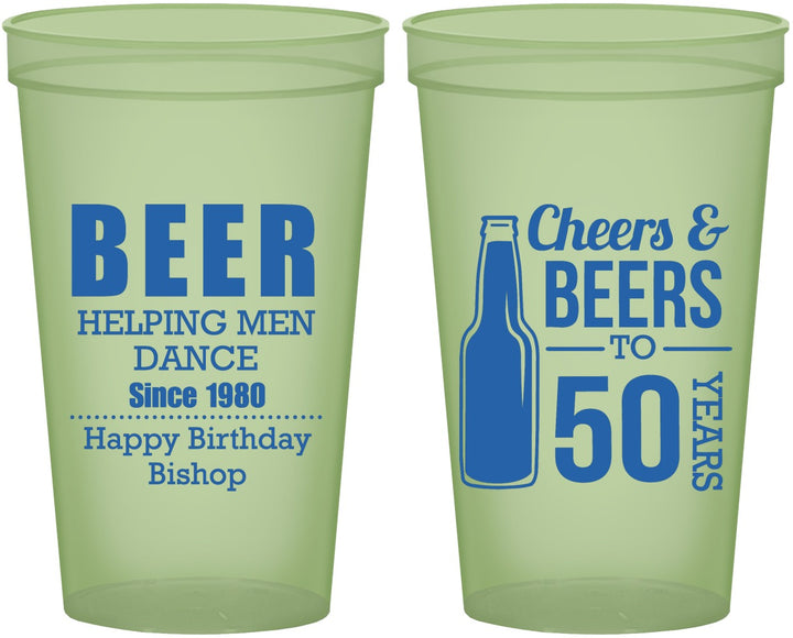 Custom Birthday 22 oz Glow In The Dark Cups - Cheers Beers To 50 Years | 20160