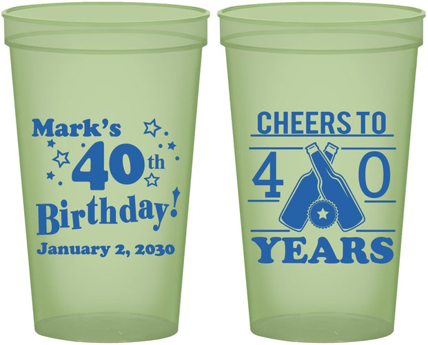 Custom Birthday 22 oz Glow In The Dark Cups - Cheers To 40 Years | 20162