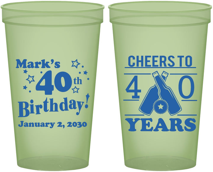 Custom Birthday 22 oz Glow In The Dark Cups - Cheers To 40 Years | 20162