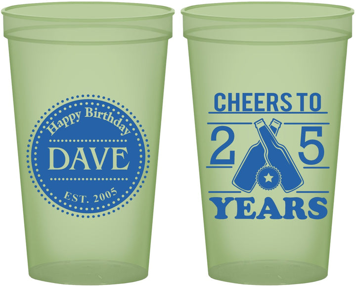 Custom Birthday 22 oz Glow In The Dark Cups - Cheers To 25 Years | 20164