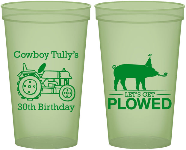 Custom Birthday 22 oz Glow In The Dark Cups - 30th Get Plowed | 20166
