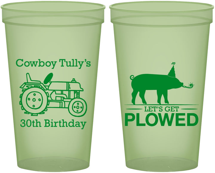 Custom Birthday 22 oz Glow In The Dark Cups - 30th Get Plowed | 20166